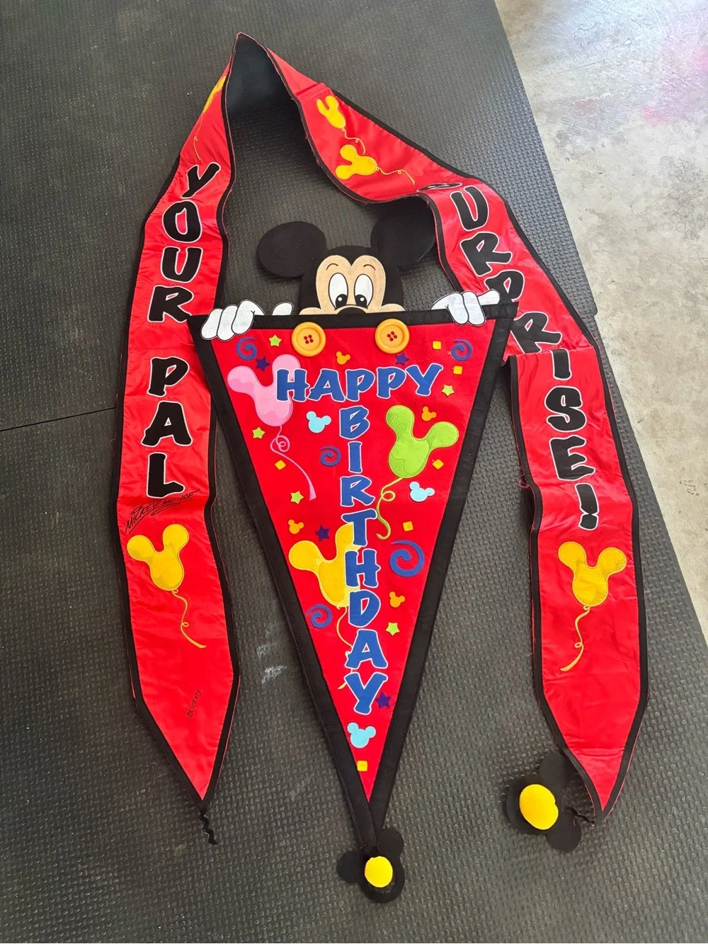 Disney Mickey Mouse Red Happy Birthday Pennant Banner with Multicolor Accents